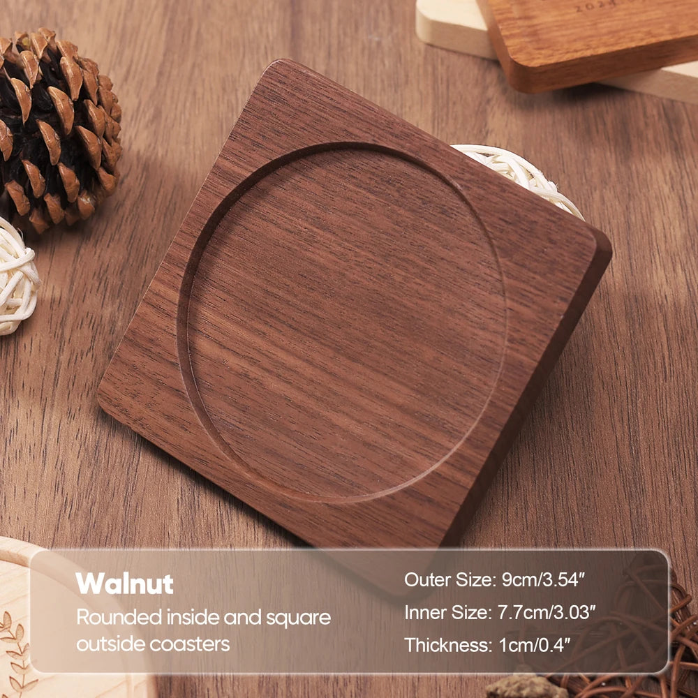 Solid Walnut Wood Coaster Round Square