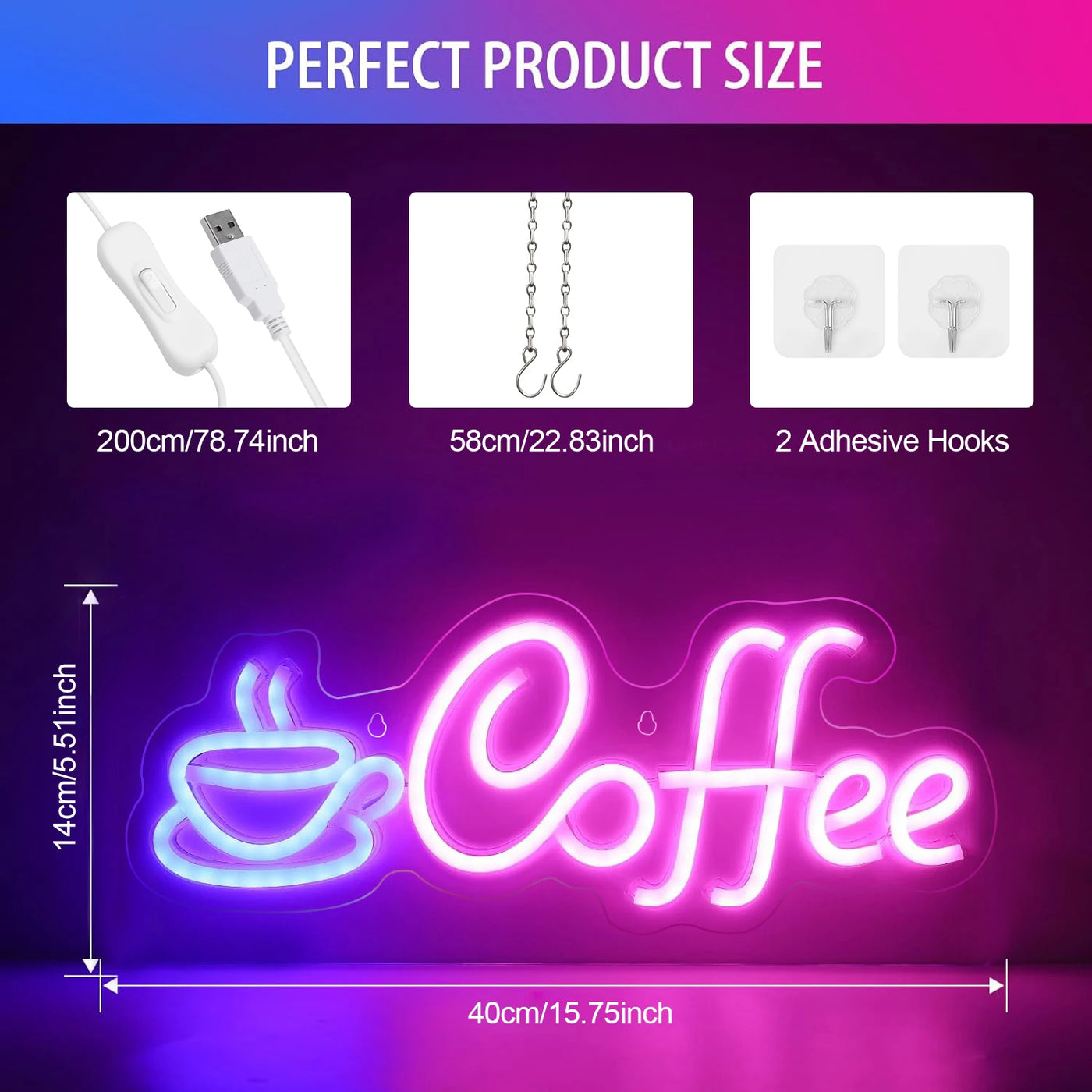 Coffee Neon Sign Light Battery Led Neon